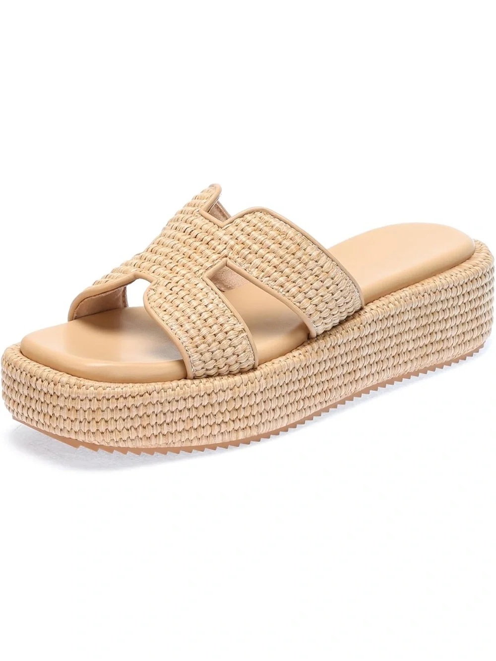 Monrovia Tan Woven Slide  - Women's Platform Slides